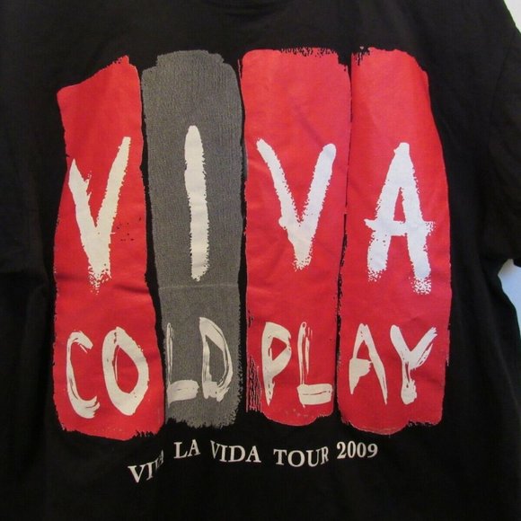 Coldplay T-Shirts Lot of 2 Viva La Vida 2009 Tour Blurred Man Black Size Medium - Picture 9 of 11